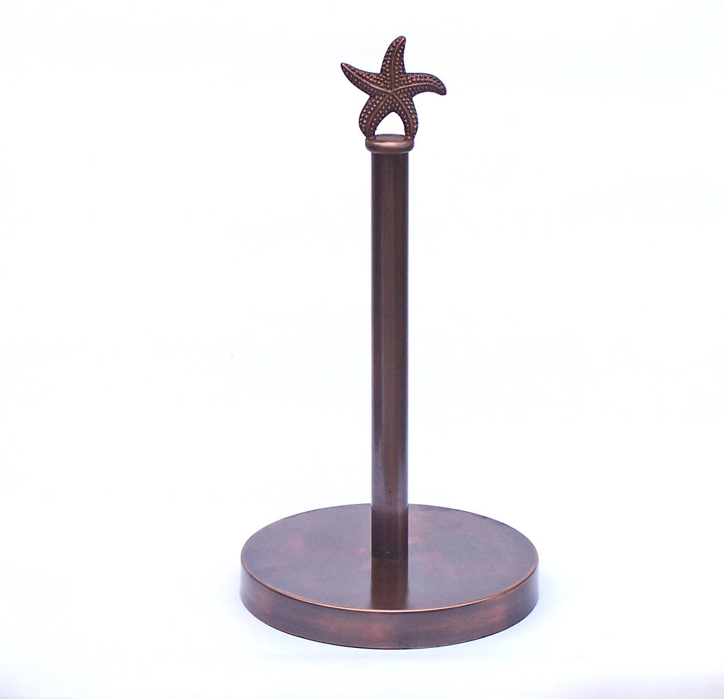 Picture of Handcrafted Model Ships SFPTH-6003-AC 7 x 7 x 16 in. Antique Copper Starfish Paper Towel Holder