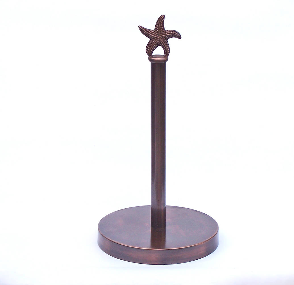 Picture of Handcrafted Model Ships SFPTH-6003-AC-T 7 x 7 x 16 in. Antique Copper Starfish Extra Toilet Paper Stand