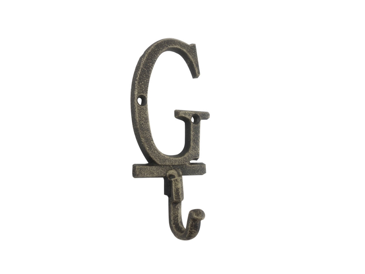 6 x 1 x 3 in. Rustic Gold Cast Iron Letter G Alphabet Wall Hooks