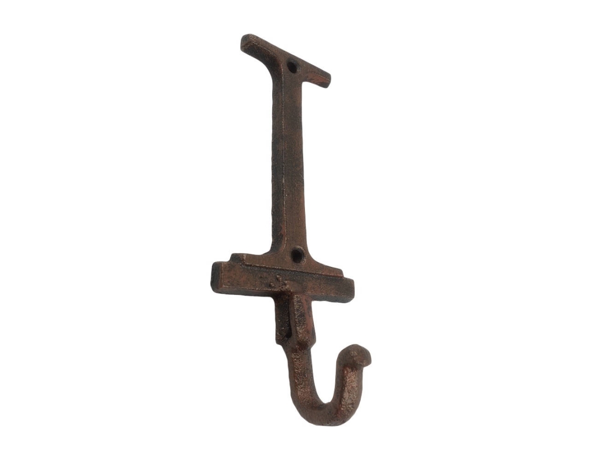 6 x 1 x 3 in. Rustic Copper Cast Iron Letter I Alphabet Wall Hooks
