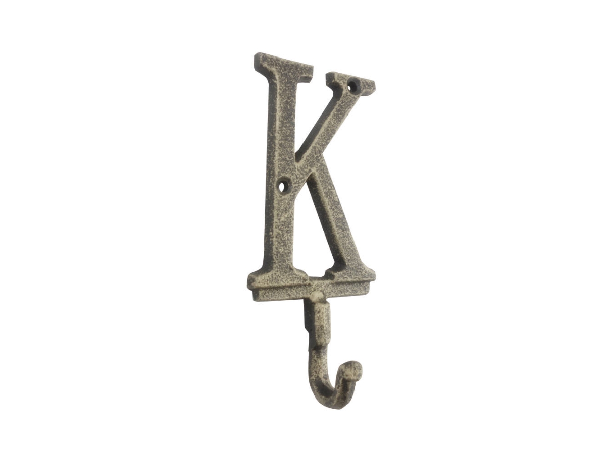 6 x 1 x 3 in. Rustic Gold Cast Iron Letter K Alphabet Wall Hooks