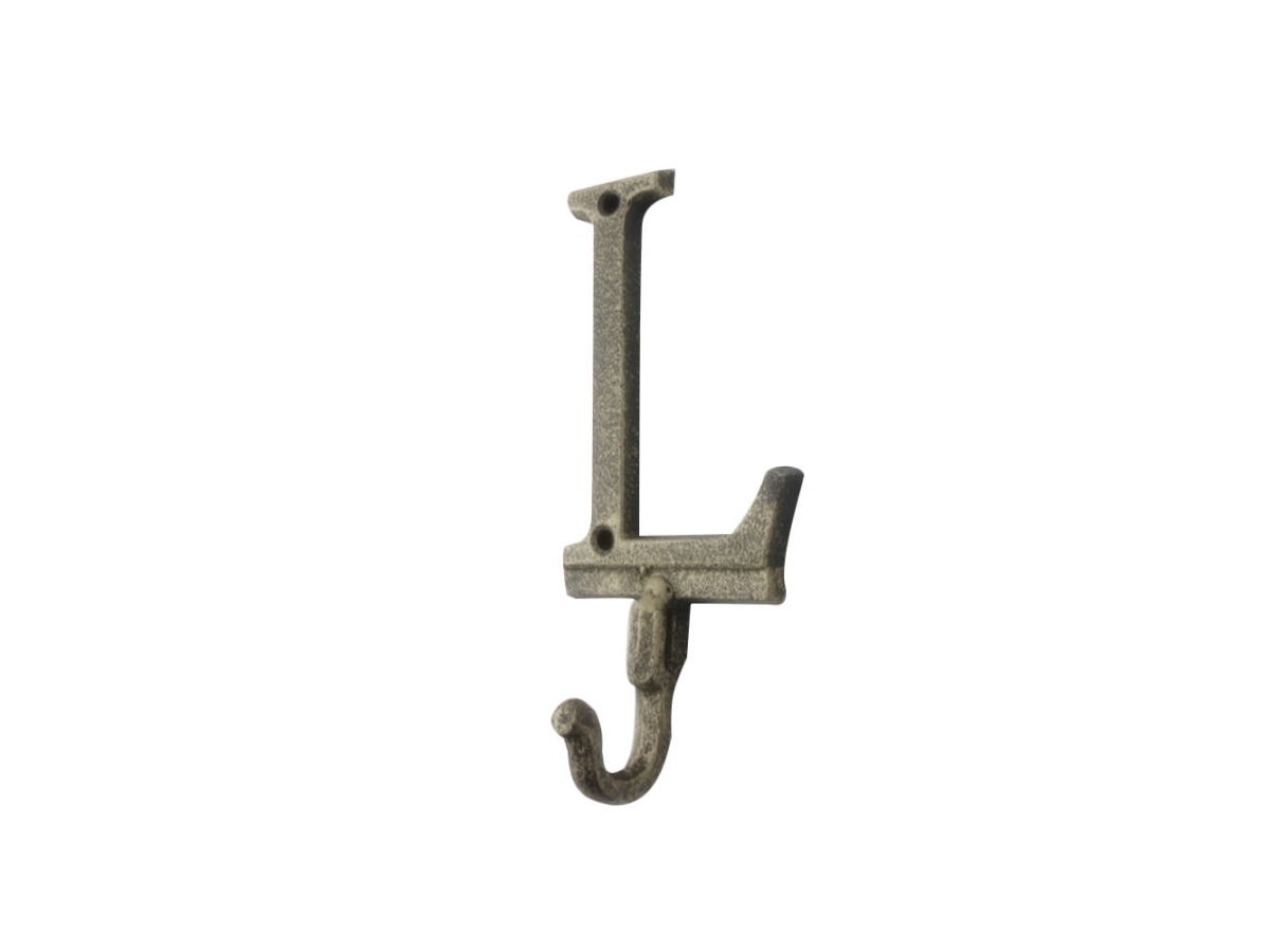 6 x 1 x 3 in. Rustic Gold Cast Iron Letter L Alphabet Wall Hooks
