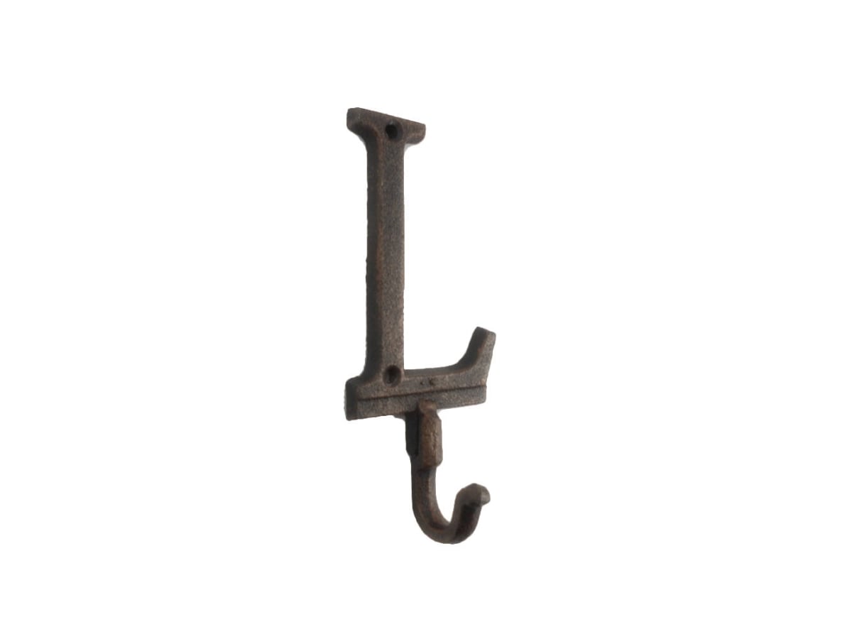6 x 1 x 3 in. Rustic Copper Cast Iron Letter L Alphabet Wall Hooks