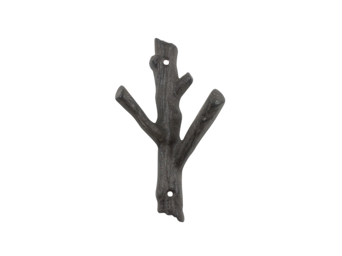 7.5 x 2 x 4 in. Cast Iron Tree Branch Double Decorative Metal Wall Hooks