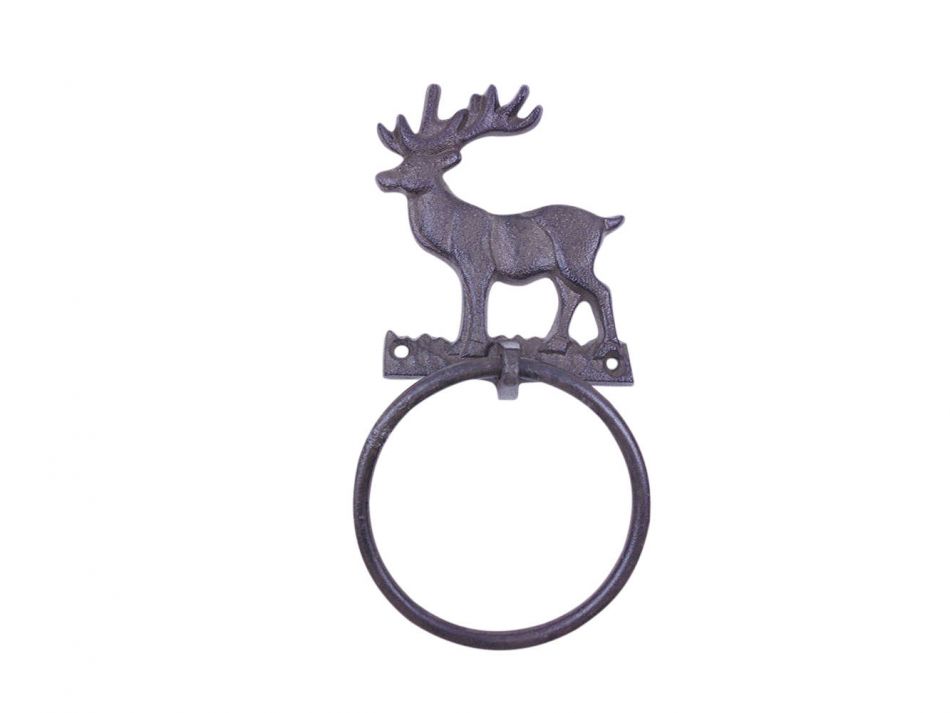 Picture of Handcrafted Model Ships K-9051-MS-cast-iron 8.5 in. Cast Iron Moose Kitchen Bathroom Towel Ring