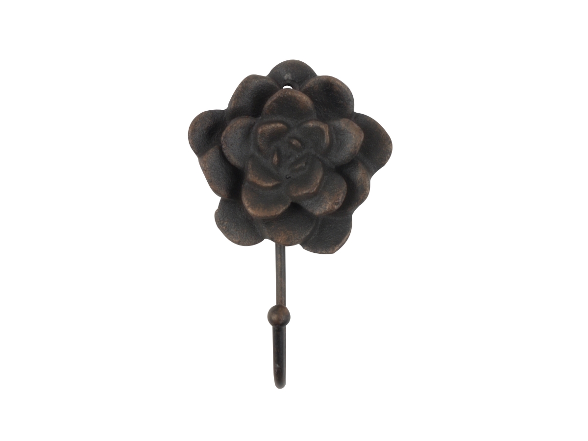 7 x 2 x 4 in. Rustic Copper Cast Iron Decorative Rose Hooks