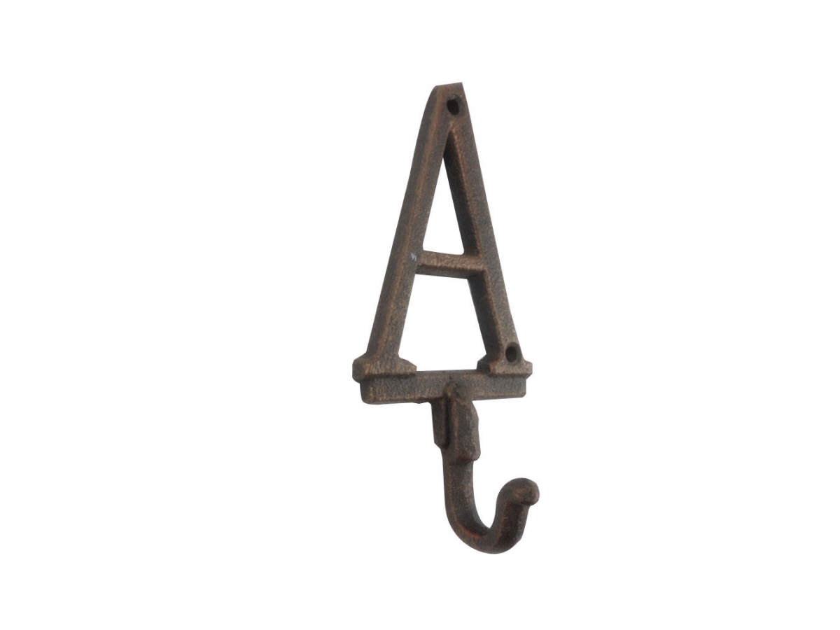 6 x 1 x 3 in. Rustic Copper Cast Iron Letter A Alphabet Wall Hooks