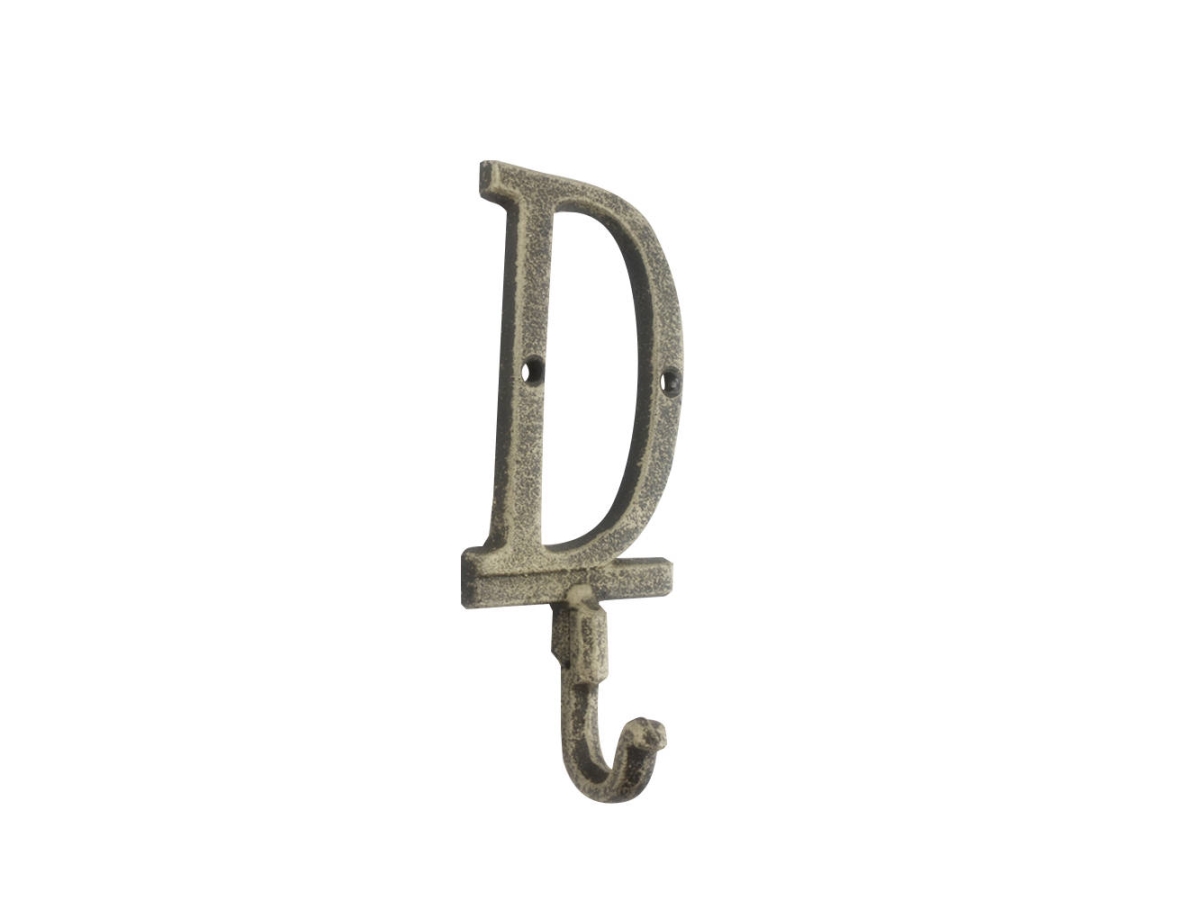 6 x 1 x 3 in. Rustic Gold Cast Iron Letter D Alphabet Wall Hooks