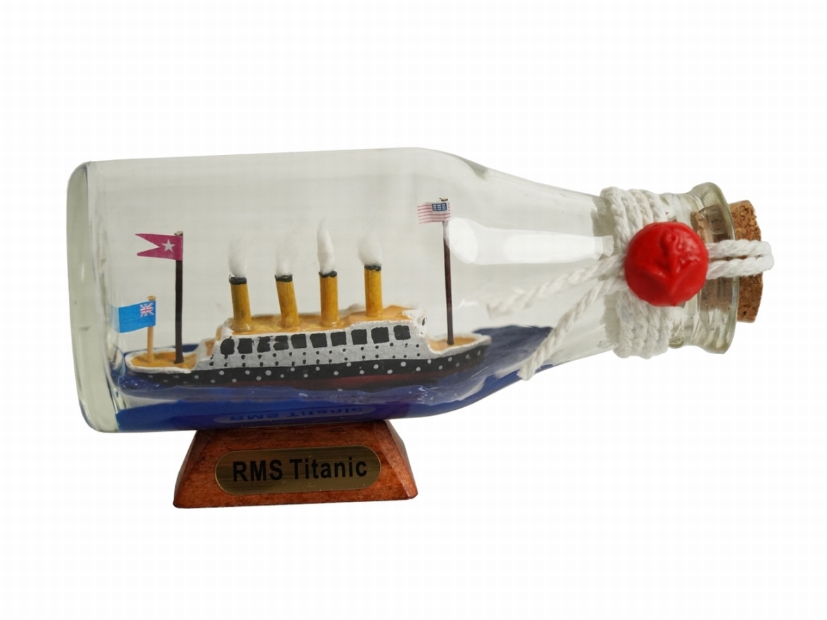 3 x 2 x 5 in. Titanic Model Ship in a Glass Bottle