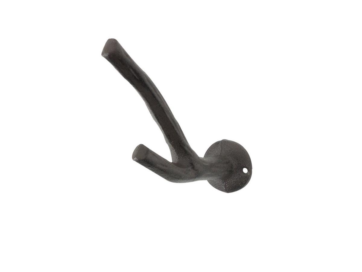 4 x 2 x 5 in. Cast Iron Tree Branch Double Decorative Metal Wall Hooks