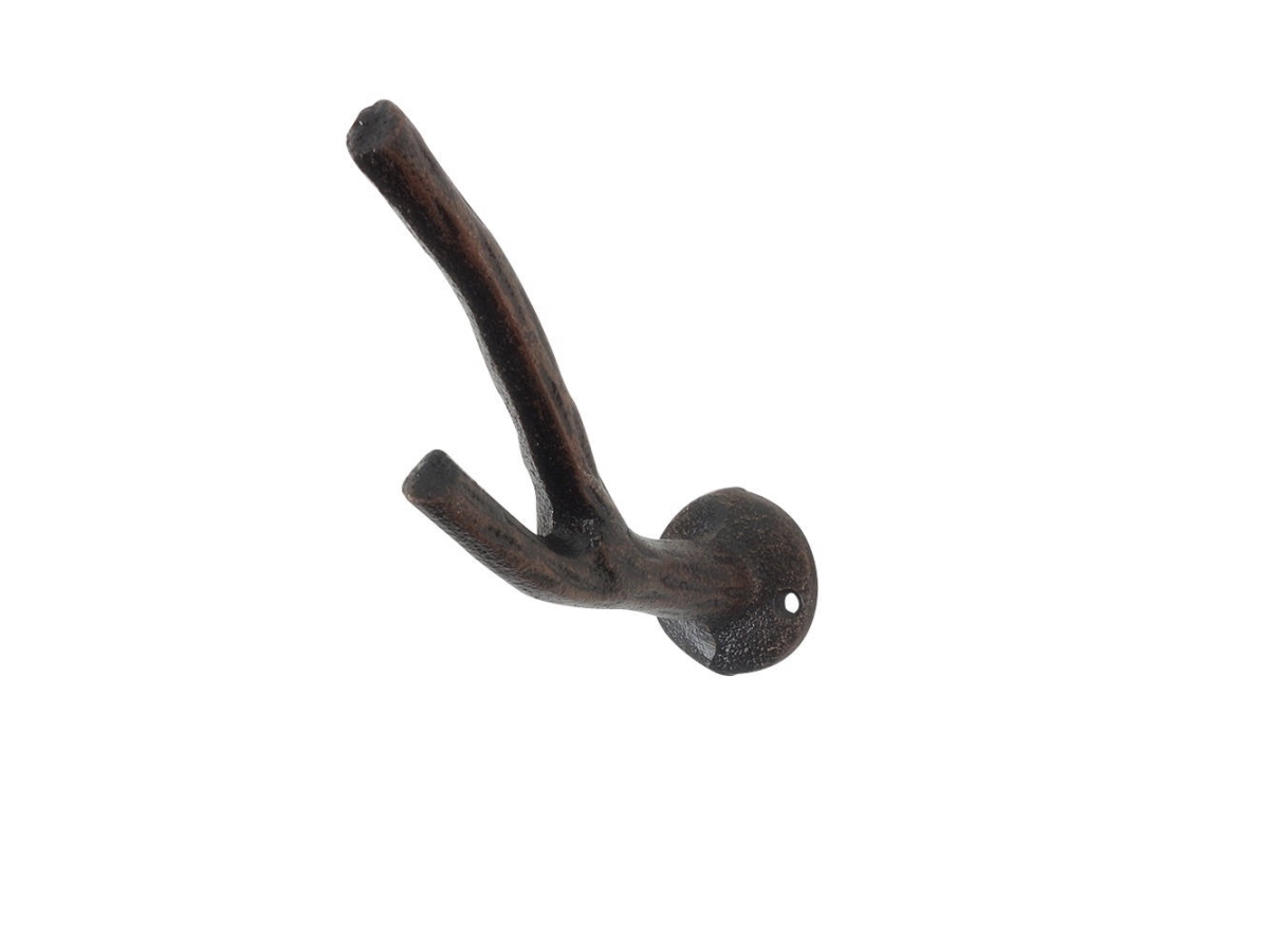 K-1317-rc 4 x 2 x 5 in. Rustic Copper Cast Iron Tree Branch Double Decorative Metal Wall Hooks