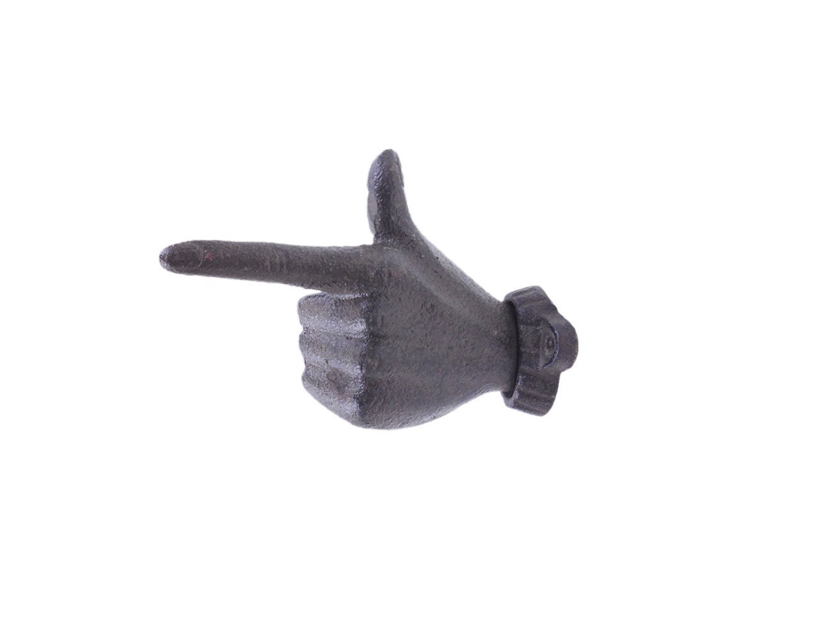 3.25 x 2 x 3.25 in. Cast Iron One Finger Pointing Decorative Metal Wall Hooks