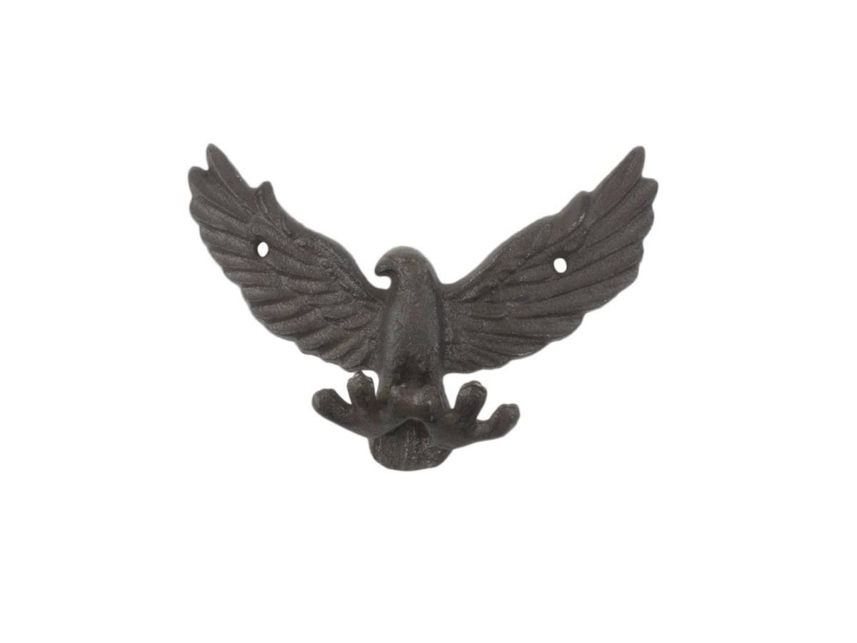 6 x 2 x 3.5 in. Cast Iron Flying Eagle Decorative Metal Talons Wall Hooks