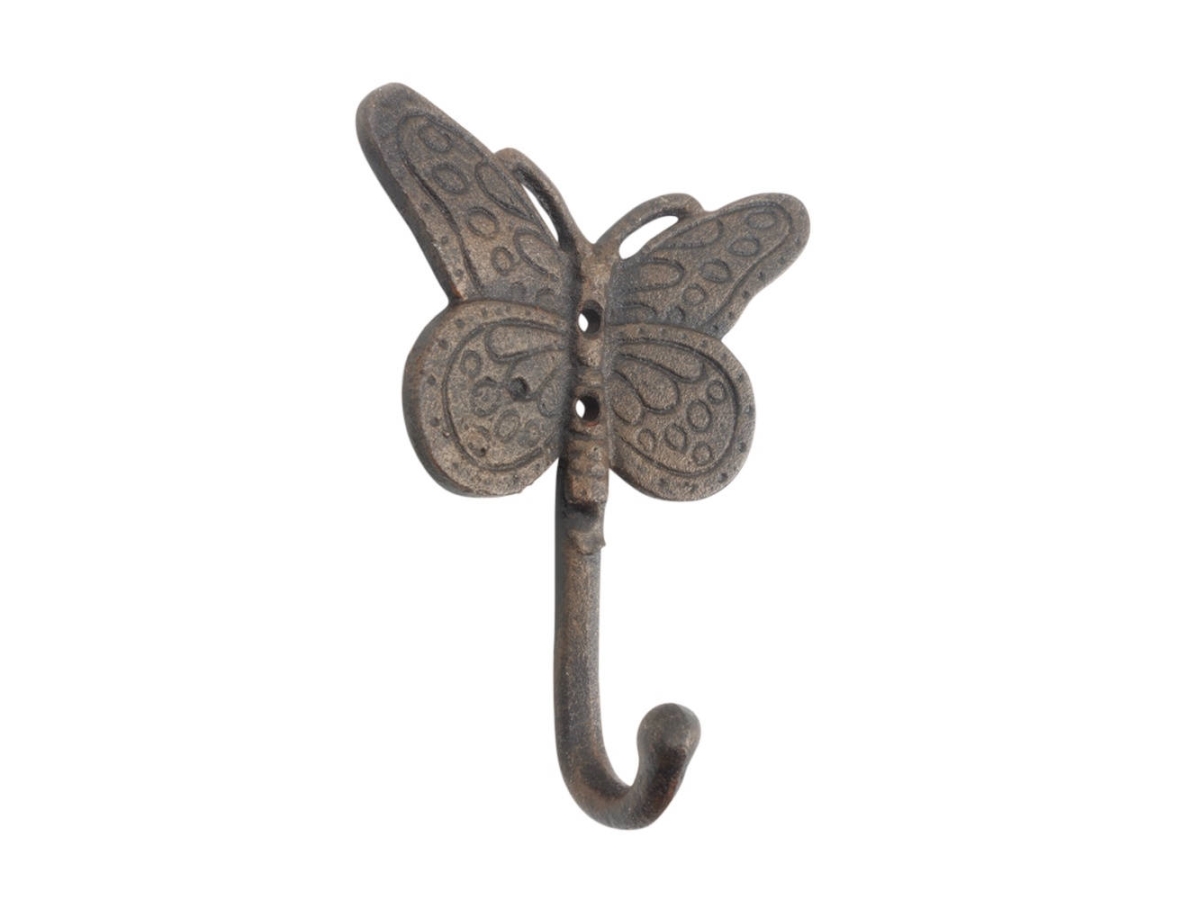 5 x 1 x 4.5 in. Rustic Copper Cast Iron Butterly Decorative Metal Wall Hooks