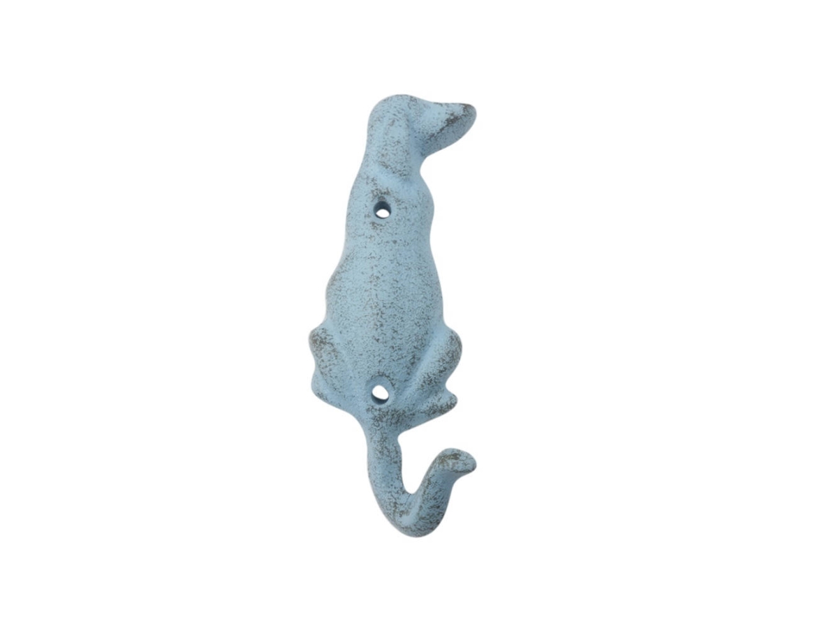 6 x 1 x 2 in. Rustic Light Blue Cast Iron Dog Hooks