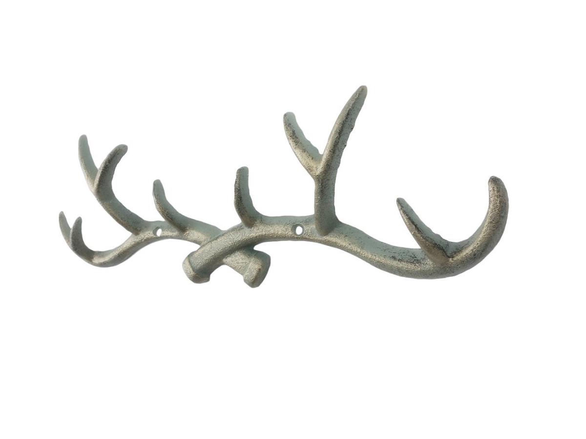 4 x 1 x 15 in. Antique Bronze Cast Iron Antler Wall Hooks