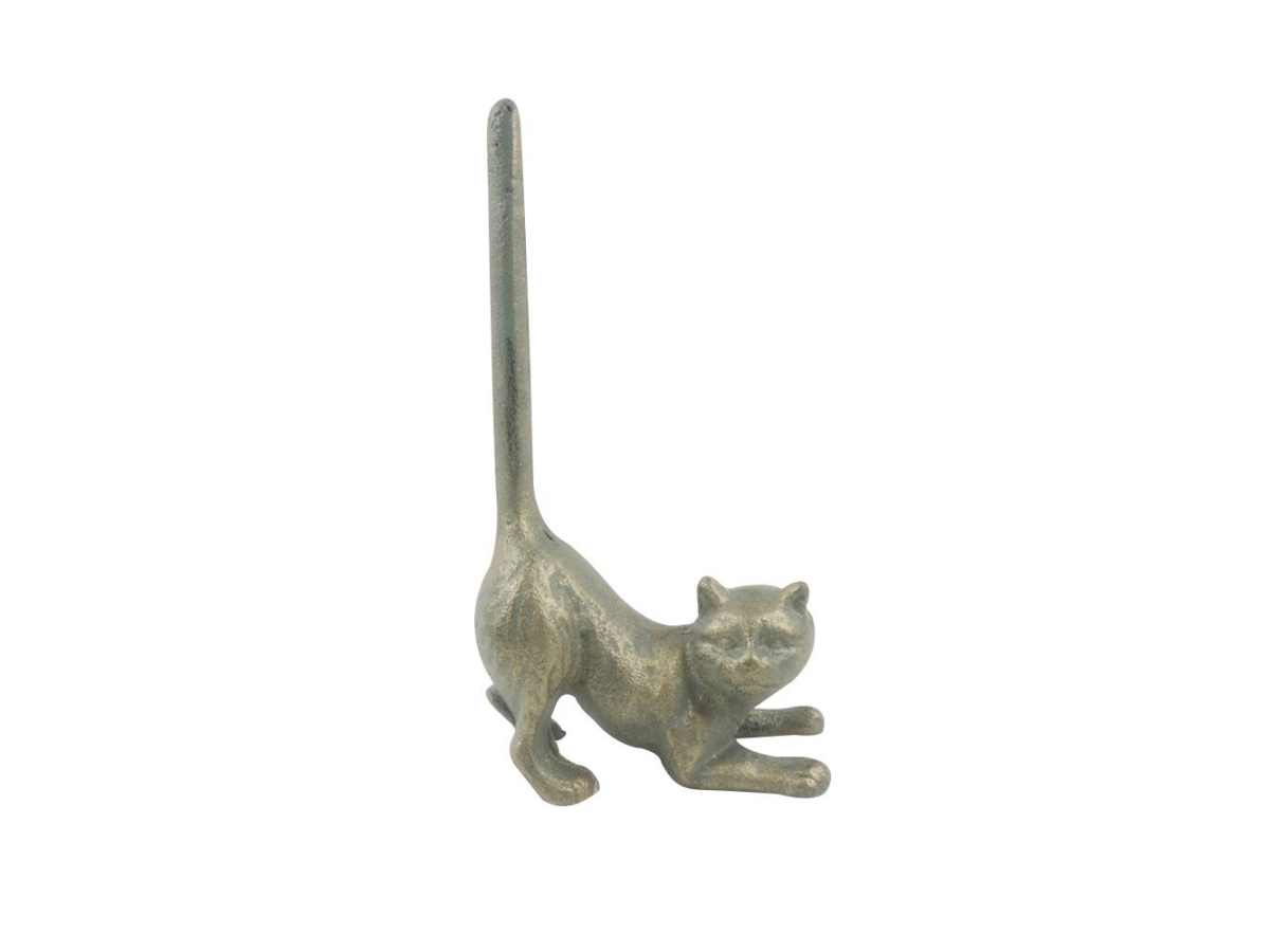 Picture of Handcrafted Model Ships K-1331-bronze-Toilet 10 x 3 x 5 in. Antique Bronze Cast Iron Cat Extra Toilet Paper Stand