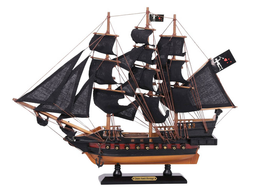 Picture of Handcrafted Model Ships QA-15-Lim-Black-Sails 12 x 3 x 15 in. Wooden Blackbeards Queen Annes Revenge Black Sails Limited Model Pirate Ship