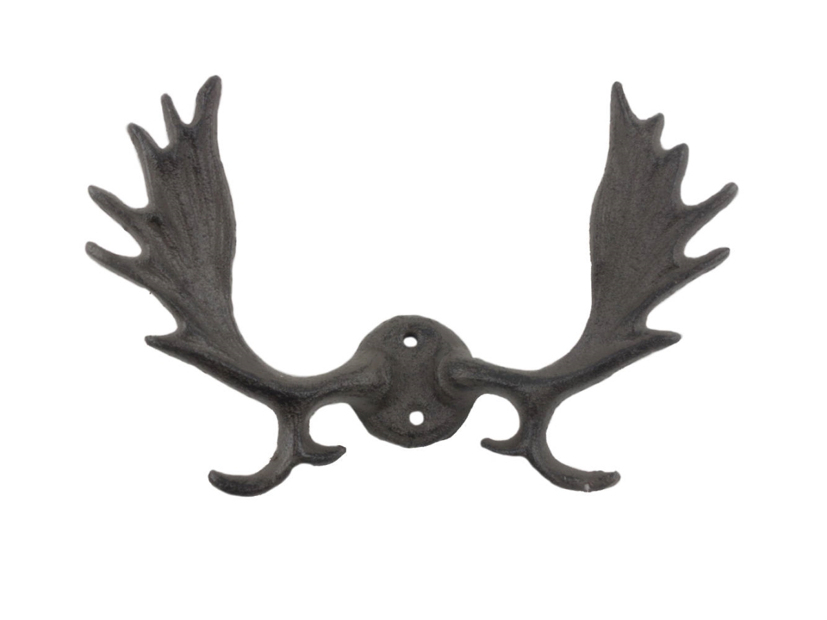 Picture of Handcrafted Model Ships K-0333-cast-iron 9 in. Cast Iron Moose Antlers Decorative Metal Wall Hooks