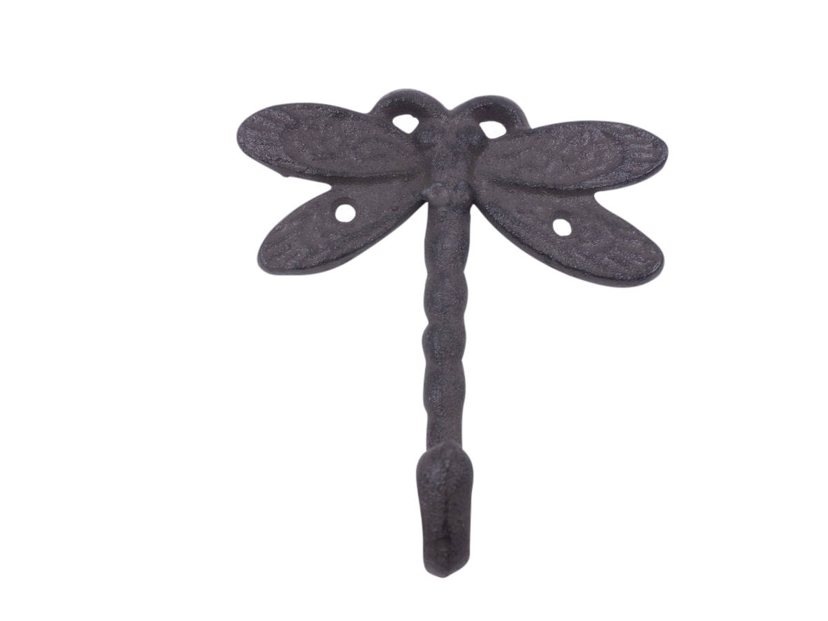 5 x 2 x 4 in. Cast Iron Dragonfly Decorative Metal Wall Hooks