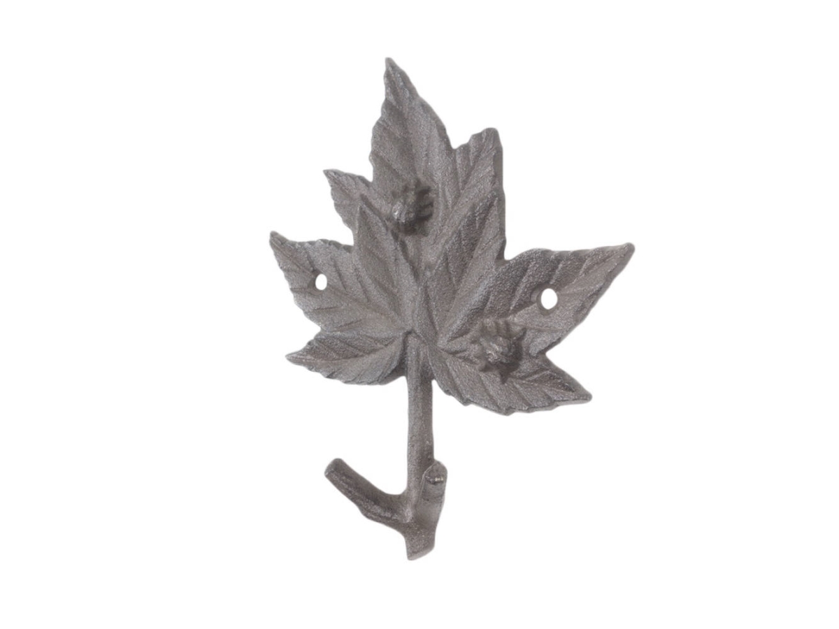 6.5 x 1.5 x 4 in. Cast Iron Maple Tree Leaves Decorative Metal Tree Branch Hooks