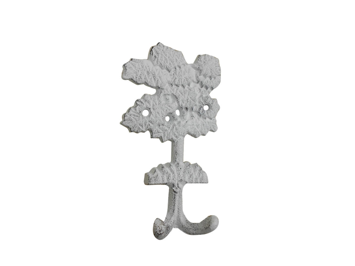 6.5 x 1.5 x 4 in. Whitewashed Cast Iron Oak Tree Decorative Metal Wall Hooks