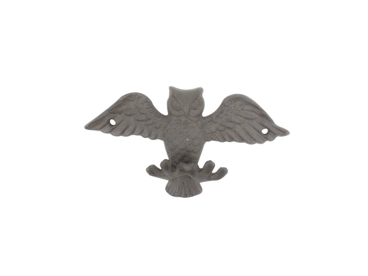 6 x 2 x 3.5 in. Cast Iron Flying Owl Decorative Metal Talons Wall Hooks