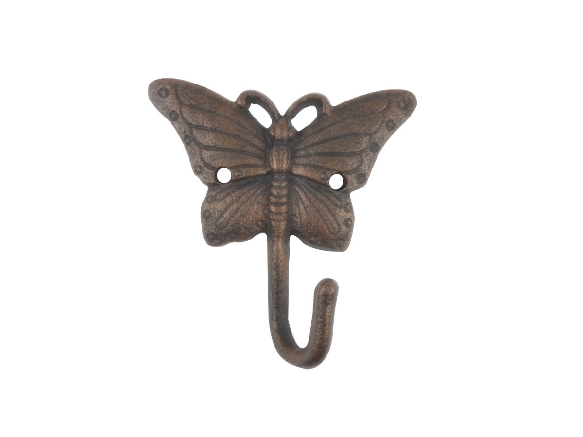 6 x 2 x 6 in. Rustic Copper Cast Iron Butterfly Hooks