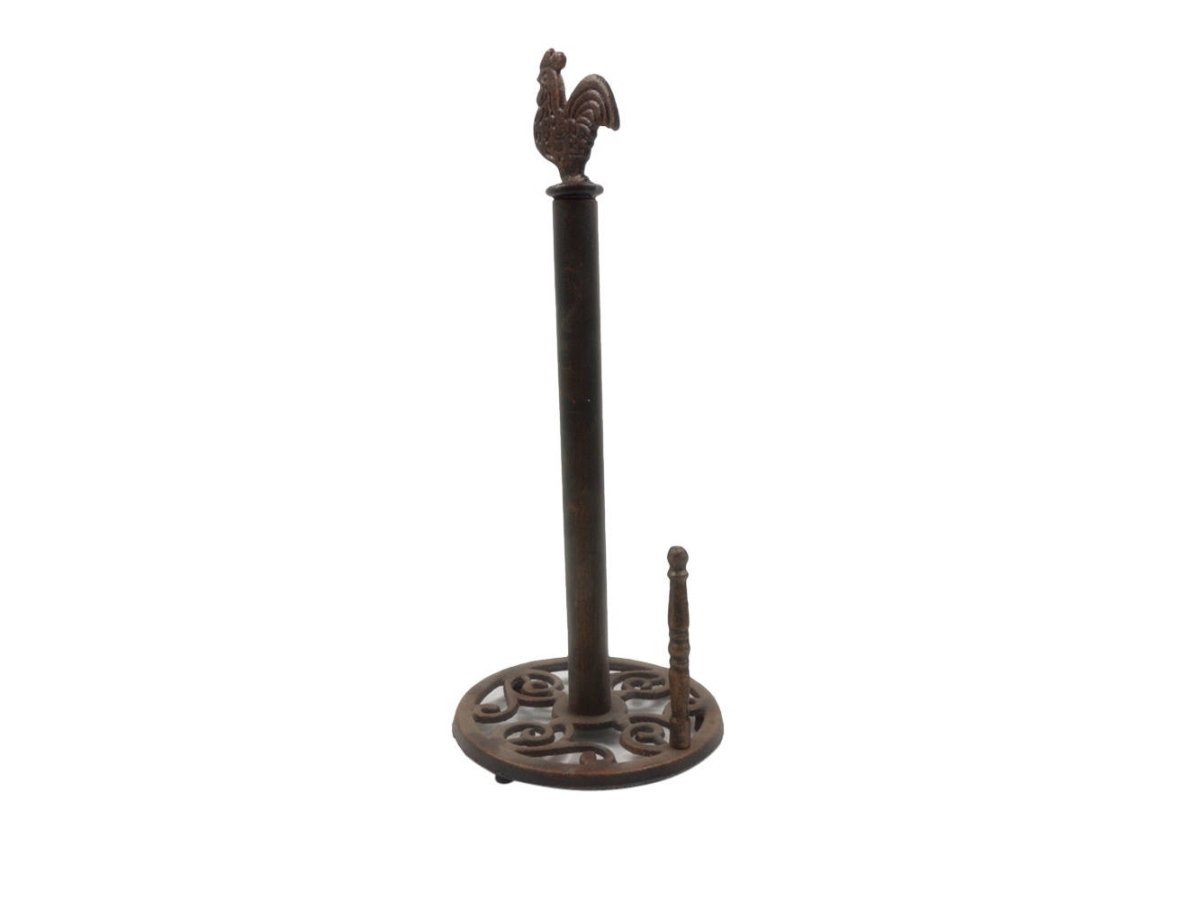 K-0585A-rc 15 x 7 x 7 in. Rustic Copper Cast Iron Rooster Paper Towel Holder -  Handcrafted Model Ships