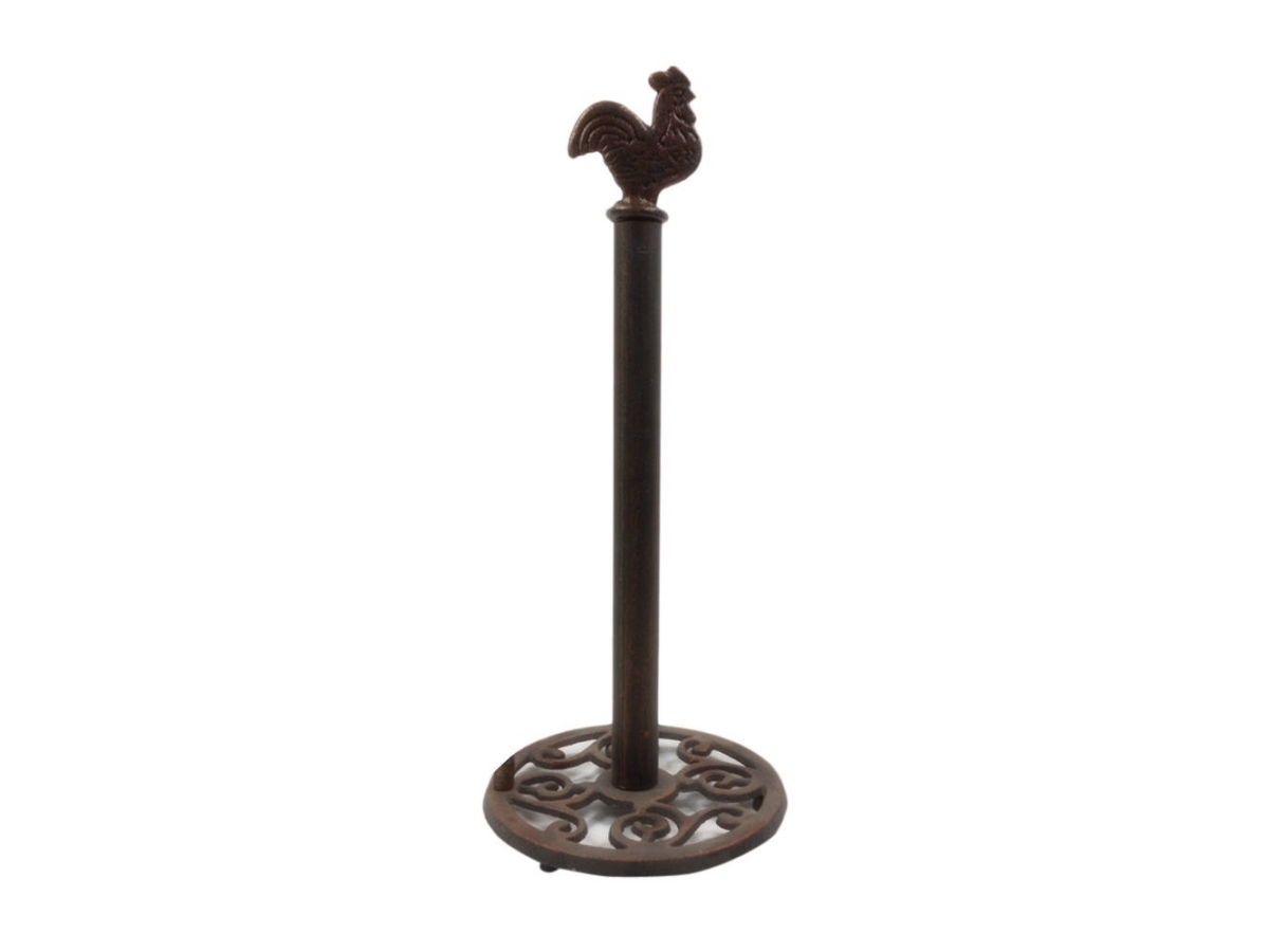 Picture of Handcrafted Model Ships K-0585A-rc-Toilet 15 x 7 x 7 in. Rustic Copper Cast Iron Rooster Extra Toilet Paper Stand