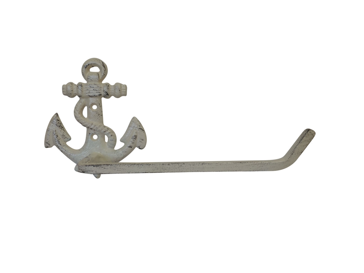 Picture of Handcrafted Model Ships K-9210-AG 5 x 3 x 10 in. Aged White Cast Iron Anchor Toilet Paper Holder