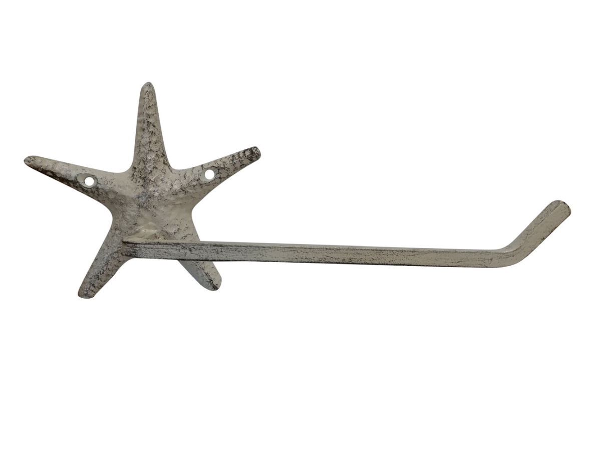 Picture of Handcrafted Model Ships K-9209-AG 5 x 3 x 10 in. Aged White Cast Iron Starfish Toilet Paper Holder
