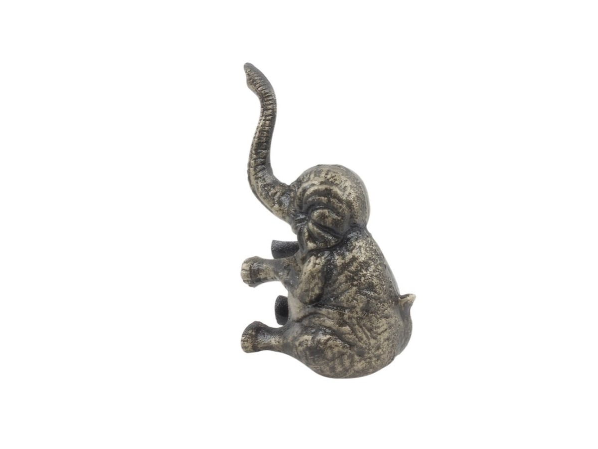 8 x 3.5 x 4.5 in. Rustic Gold Cast Iron Elephant Metal Door Stop