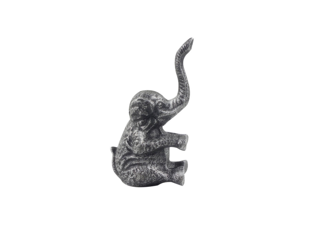 8 x 3.5 x 4.5 in. Rustic Silver Cast Iron Elephant Metal Door Stop