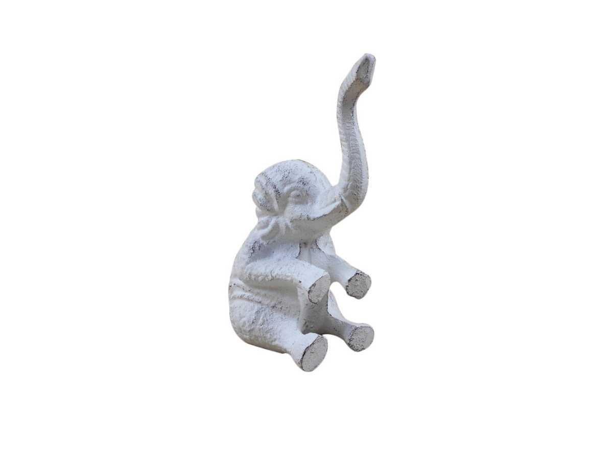 8 x 3.5 x 4.5 in. Whitewashed Cast Iron Elephant Metal Door Stop