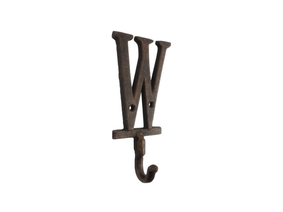 6 x 1 x 3 in. Rustic Copper Cast Iron Letter W Alphabet Wall Hooks