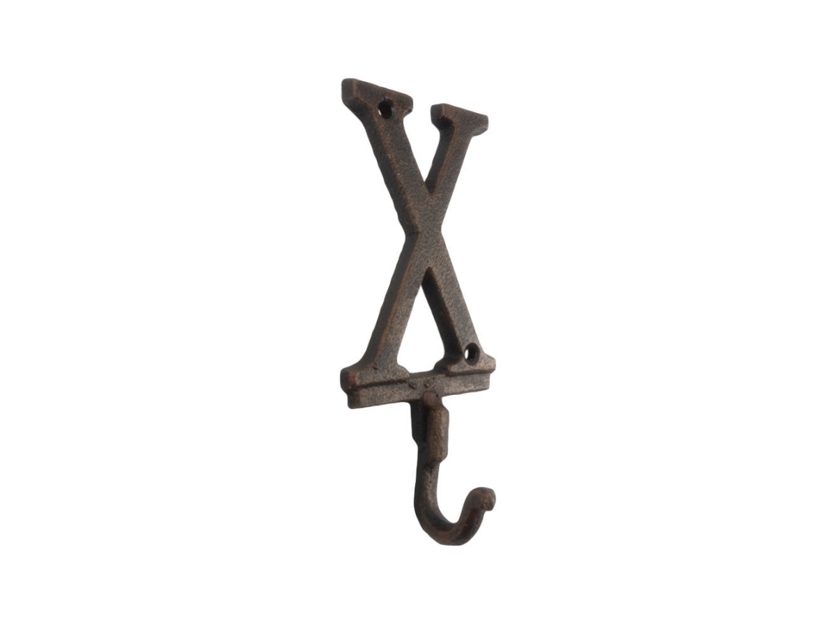 6 x 1 x 3 in. Rustic Copper Cast Iron Letter X Alphabet Wall Hooks