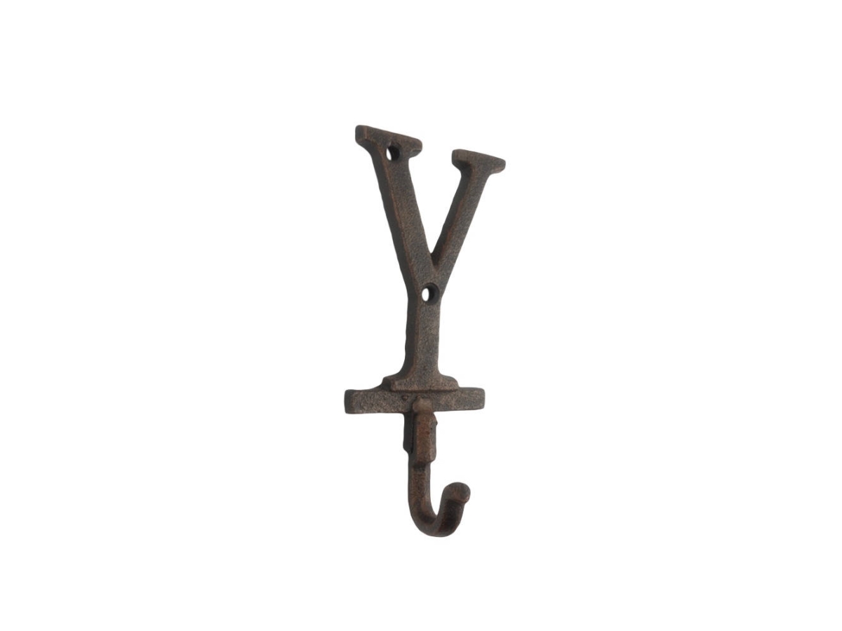 6 x 1 x 3 in. Rustic Copper Cast Iron Letter Y Alphabet Wall Hooks