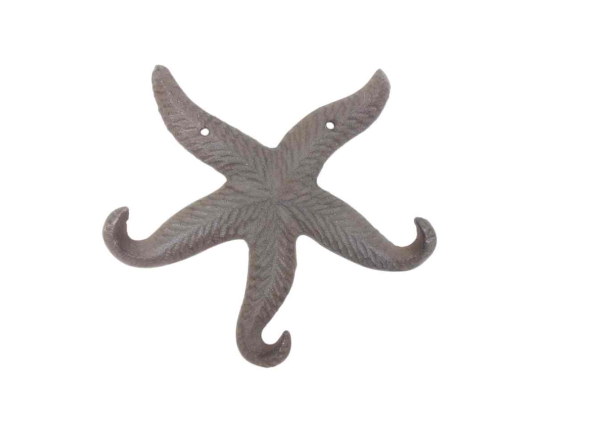 K-9963-cast-iron 8 in. Cast Iron Wall Mounted Decorative Metal Starfish Triple Hook
