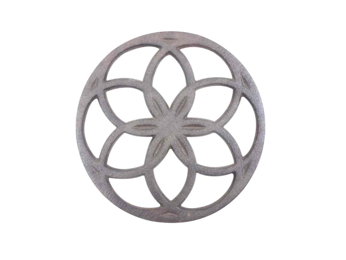 Picture of Handcrafted Model Ships K-2112-Cast-Iron 7 in. Cast Iron Decorative Metal Seed of Life Kitchen Trivet