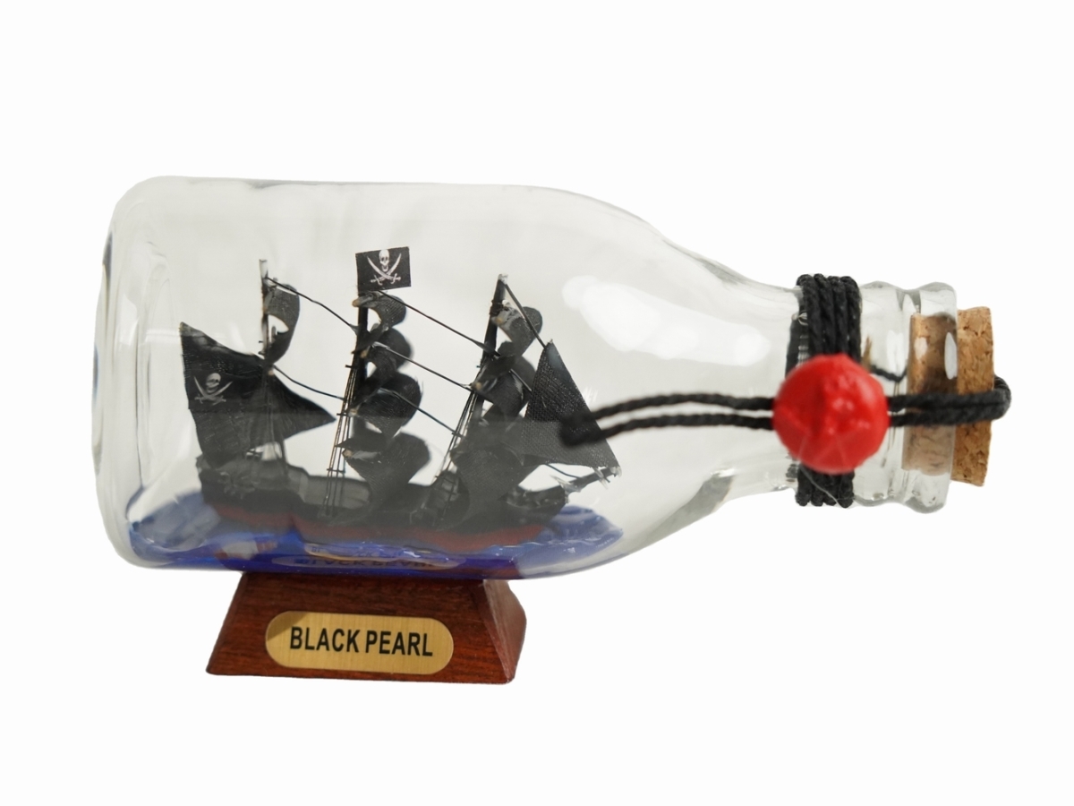 Picture of Handcrafted Model Ships Black-Pearl-Bottle-5 5 in. Pearl Pirate Ship in a Glass Bottle&#44; Black