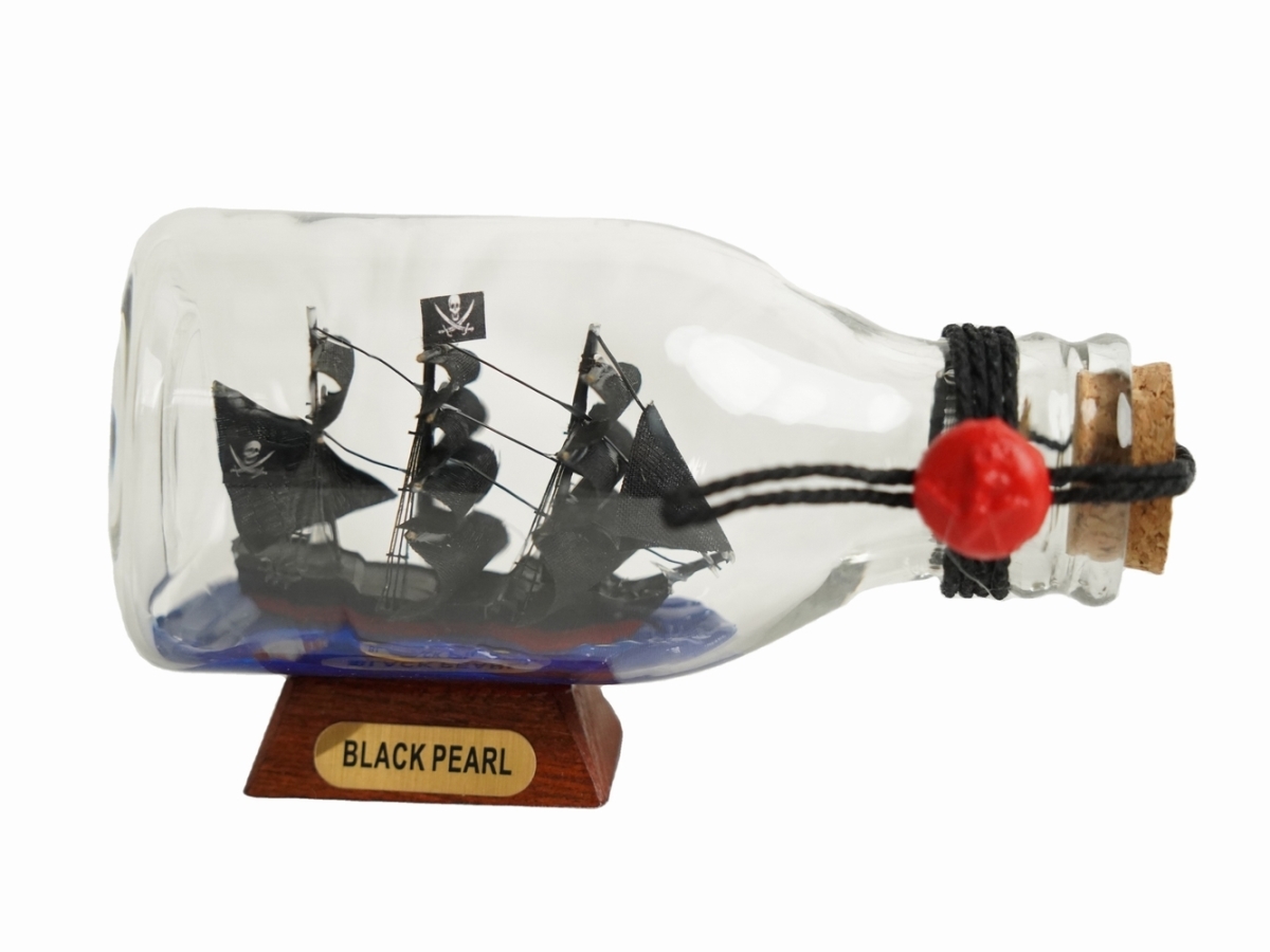 Black-Pearl-Bottle-5 5 in. Pearl Pirate Ship in a Glass Bottle, Black
