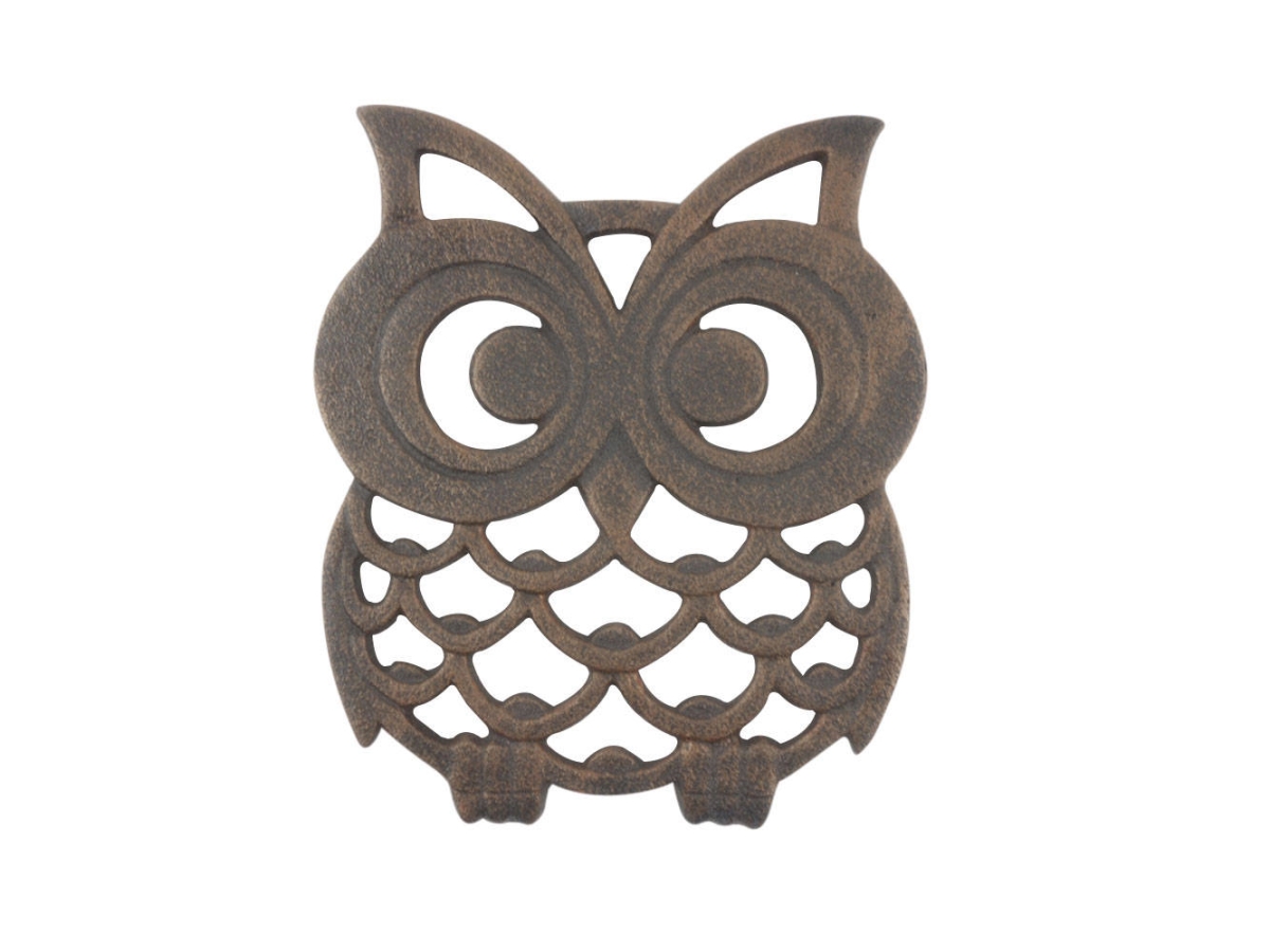 Picture of Handcrafted Model K-0758-rc 8 x 7 x 1 in. Rustic Copper Cast Iron Owl Trivet
