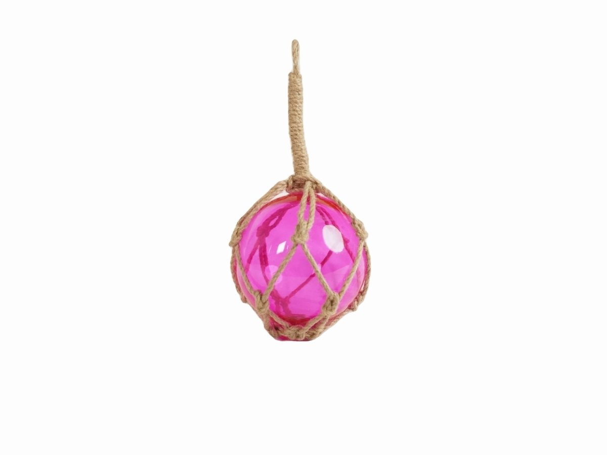 Picture of Handcrafted Model Ships 6 Pink Glass - Old Pink Japanese Glass Ball Fishing Float with Brown Netting Decoration&#44; 6 in.