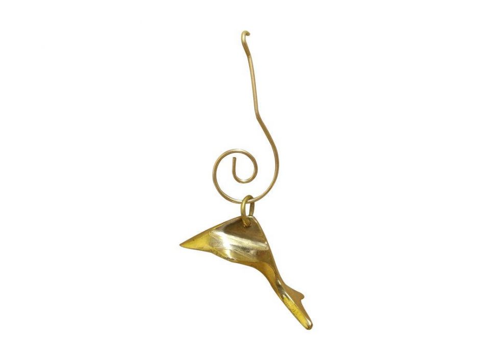 K-257-x 3 in. Solid Brass Dolphin Christmas Ornament