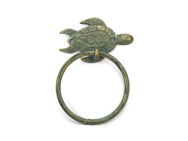 Picture of Handcrafted Model Ships K-9008-bronze 7 in. Antique Bronze Cast Iron Sea Turtle Towel Holder