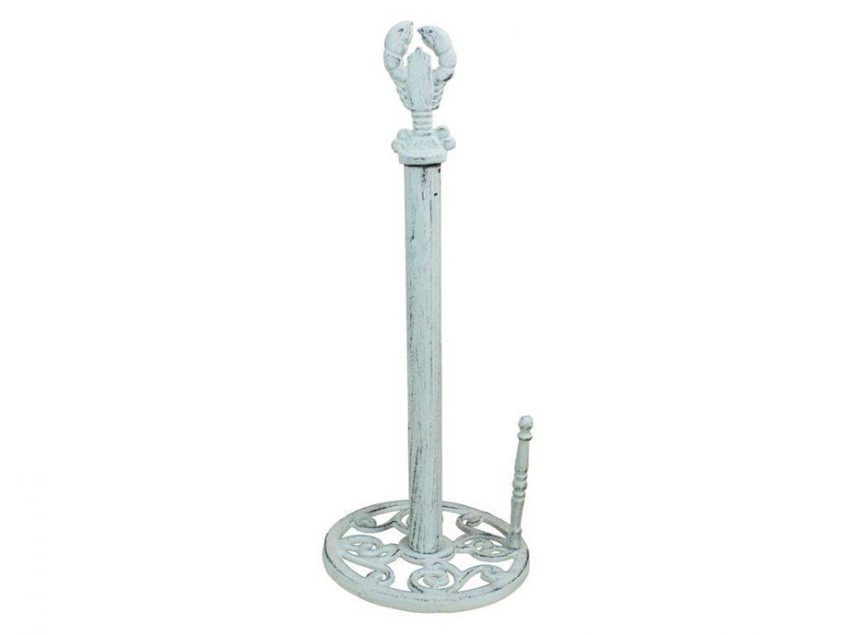 Picture of Handcrafted Model Ships K-9201-w 16 in. Cast Iron Lobster Paper Towel Holder -White
