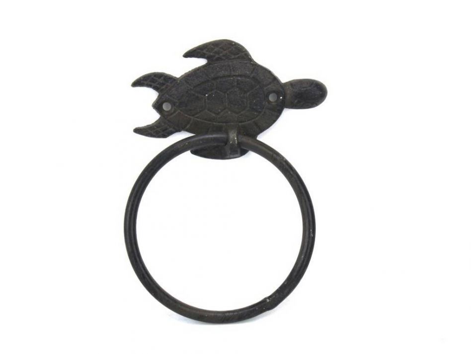 Picture of Handcrafted Model Ships K-9008-cast-iron 7 in. Cast Iron Sea Turtle Towel Holder
