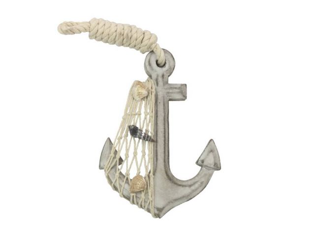 Picture of Handcrafted Model Ships Anchor-303 6 in. Wooden Whitewashed Decorative Anchor