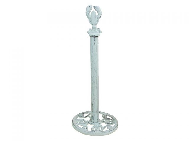 Picture of Handcrafted Model Ships K-9201-w-Toilet 16 in. Whitewashed Cast Iron Lobster Extra Toilet Paper Stand - White